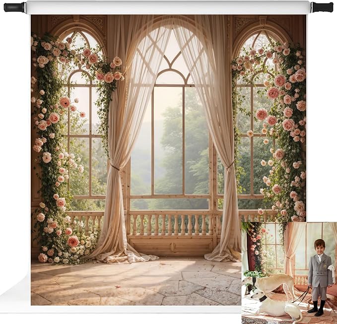 Kate Flower Wall Backdrops for Photography Arch Photo Background Window Curtain Wedding Photo Prop, 10x10ft by KateBackdropforPhotography
