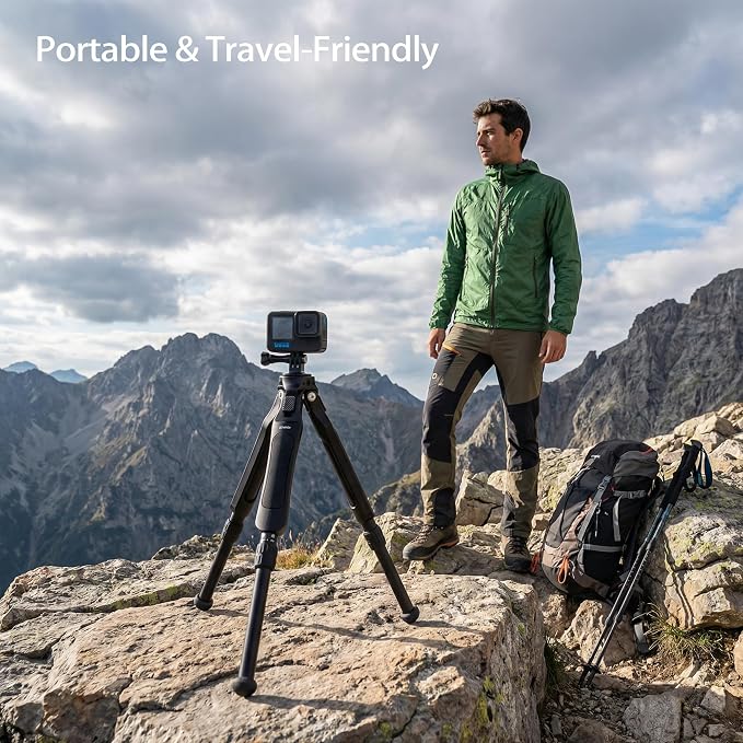 Zeadio Adjustable Camera Tripod, Portable Aluminum Tabletop Travel Tripod, 3-Stage Height Adjustable, 5kg Load Capacity, with 1/4" Mount for DSLR, Gimbal, Smartphone, Action Camera etc - Image 6