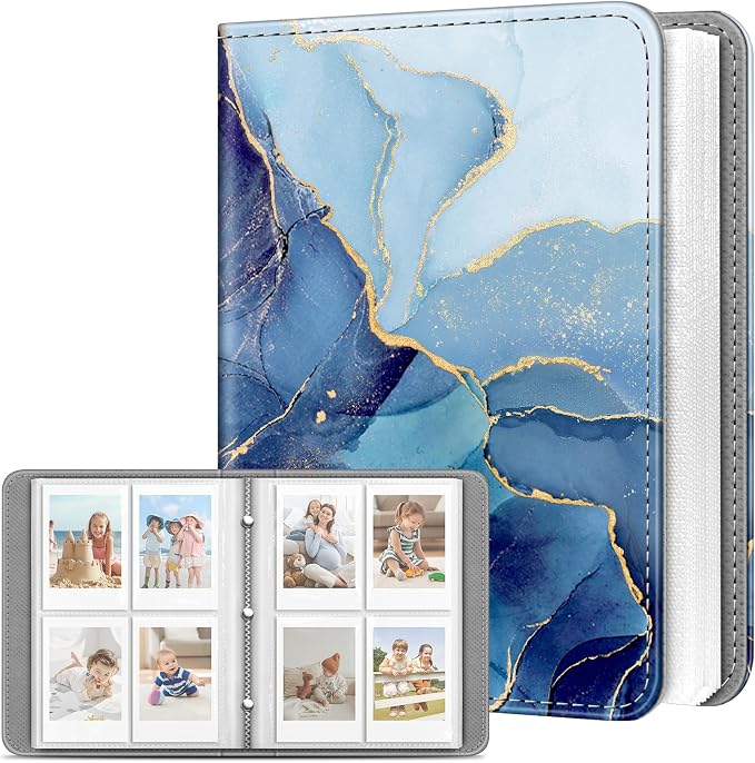 Fintie Photo Album For Fujifilm Instax Mini 2x3 Inch Films - 256 Pockets | For Fujifilm Instax Mini 13/12/11/99/40/Evo/Se/7+/Liplay Instant Camera, Photos Keepsakes, Kids Memory Book, Ocean Marble by Fintie