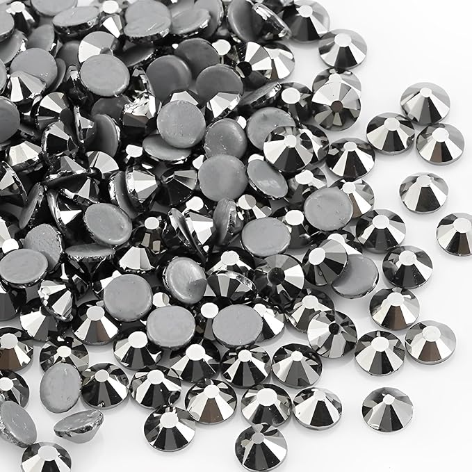 Jollin Hotfix Rhinestones Flatback Crystal Gems 3.2mm SS12, Jet Hematite | 1440pcs Hot Fix Crystals Glass Rhinestones for Bedazzling, Crafting, Clothes, Shoes & Accessories DIY Decoration - Image 2