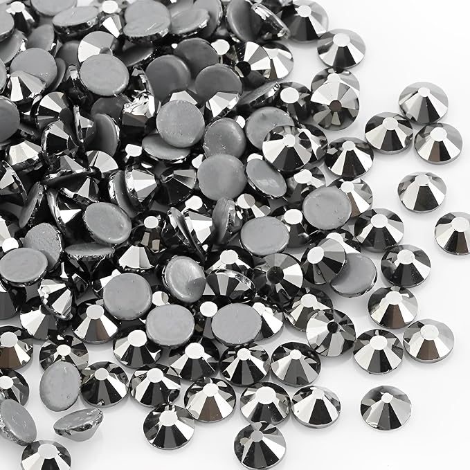 Jollin Hotfix Rhinestones Flatback Crystal Gems 8.4mm SS40, Jet Hematite | 144pcs Hot Fix Crystals Glass Rhinestones for Bedazzling, Crafting, Clothes, Shoes & Accessories DIY Decoration by Jollin