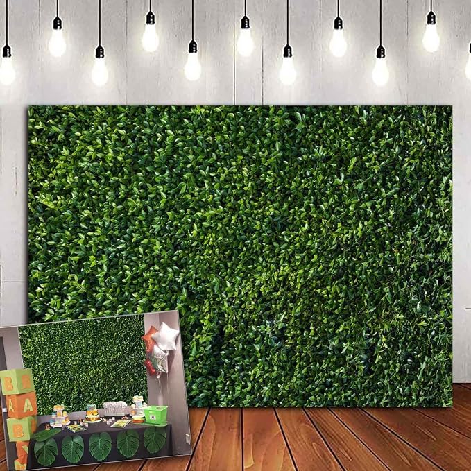 Nature Spring 3D Green Leaves Theme Photo Background Wedding Birthday Party Newborn Baby Shower Photography Backdrops Zoo Decor Shoot Props Bannner (7x5 FT) by HQM