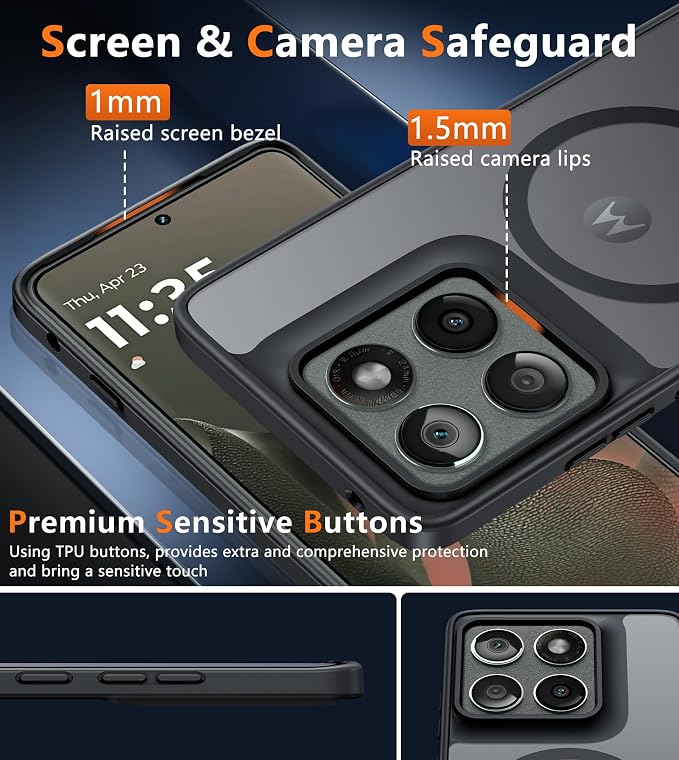 FNTCASE for Motorola Edge 2025 Case, Fit for Magsafe, Magnetic Phone Cases | Translucent Matte Back, 14FT Military Grade Drop Protection, Slim Shockproof Protective Cover, Black - Image 6