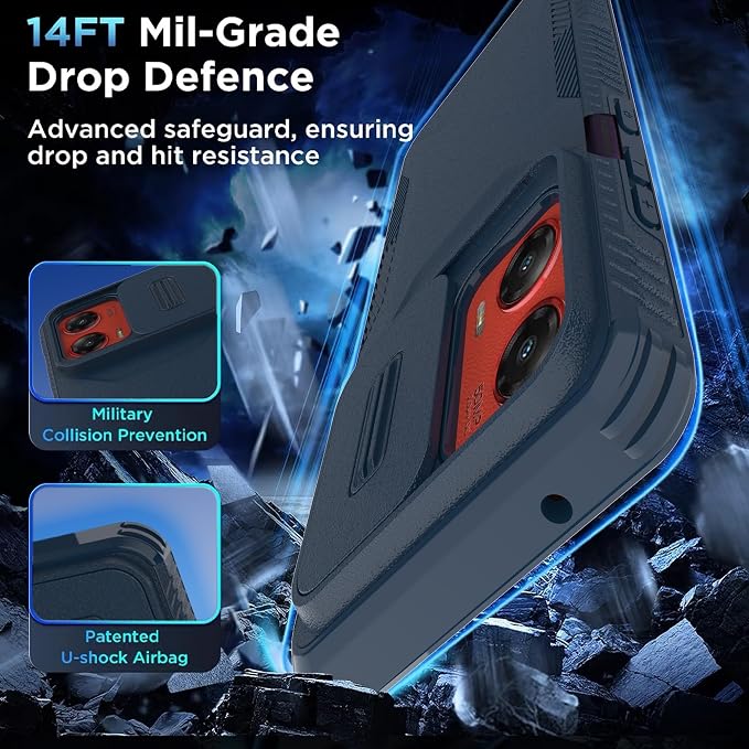 for Motorola G Stylus 5G 2024 Case with 1 HD Screen Protector & Slide Camera Cover [Military-Grade] Phone Case Heavy Duty Rugged Shockproof Protective Cover for Moto G Stylus 5G 2024(Blue) - Image 3