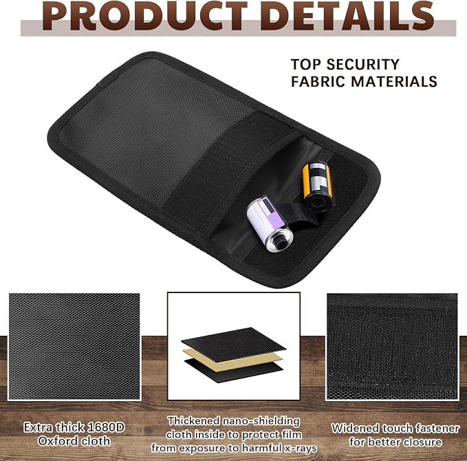 2 Pieces 711-11b Filmguard Bag Waterproof Storage Carrying Case Xray Proof Bags Film X-Ray Protector Radiation-resistant Bag for Photographers Tourists Travelers, Black, Small - Image 3