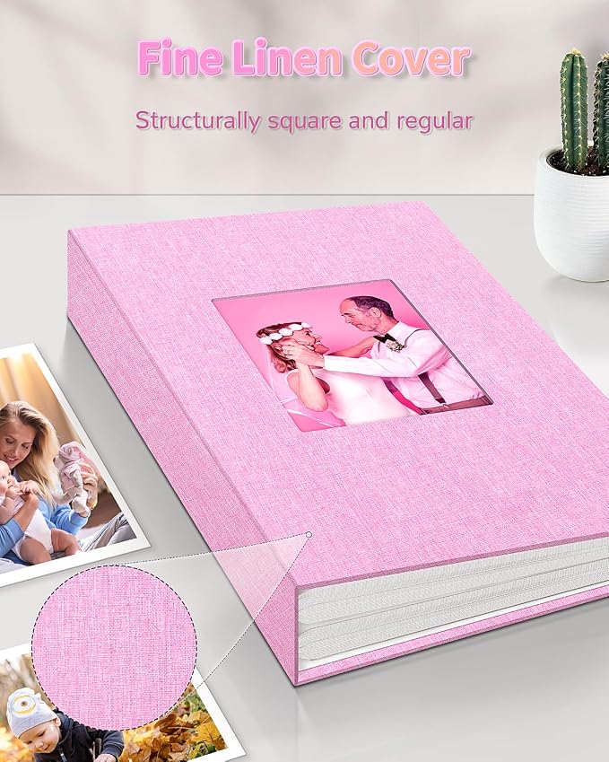 Artfeel Photo Album 4x6 with 100 Pockets,Slip-in Picture Albums,Linen Cover Memory Book with Front Window,White Page Vertical Photo Book for Wedding,Family,Anniversare,Baby,Vacation - Image 6