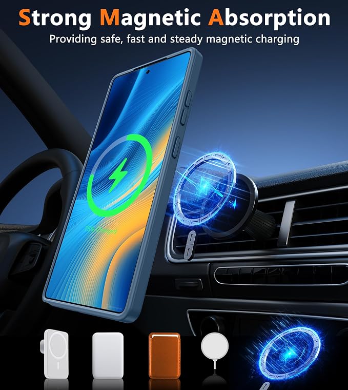 FNTCASE for Samsung Galaxy S25-Ultra Case: Magnetic Translucent Blue Cover | Fit for MagSafe, Slim Matte Shockproof Protective Cases, Full Camera Protection, 14FT Military Grade Drop Tested - Image 3