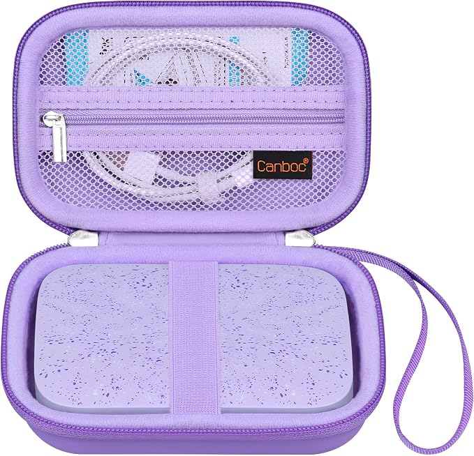 Canboc Carrying Case for HP Sprocket Portable 2x3 Instant Photo Printer | For Kodak Step Wireless Mobile Photo Printer, Zipper Mesh Bag fits Photo Paper Cable, Purple by Canboc