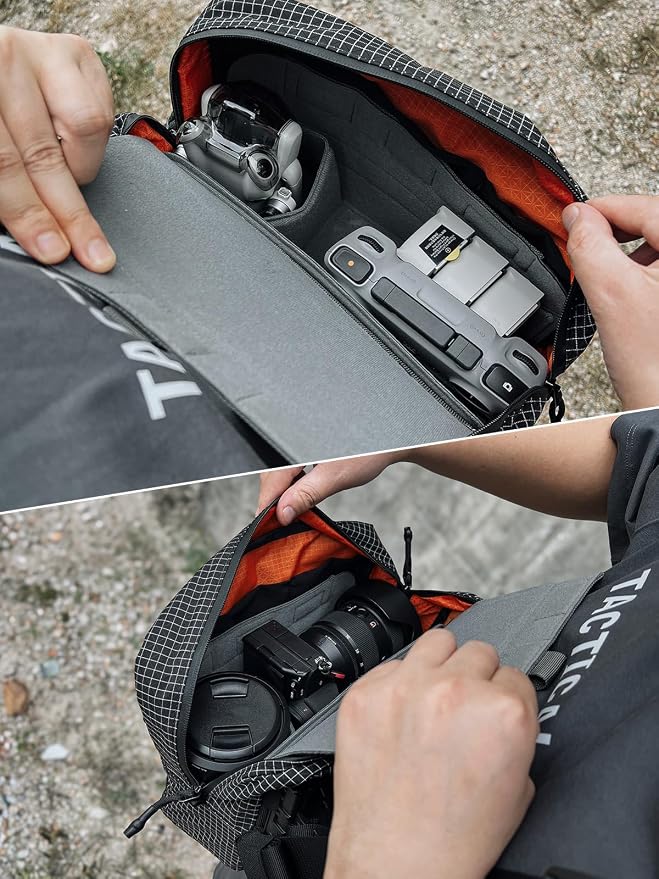 TACTICAL_GEEK TCM9 Backpack Insert Camera Organizer, Flexible Modular Storage for Photography Gear with Magnetic Flap, Foldable Hook Panel for Backpack Accessories Storage(Grey) - Image 6