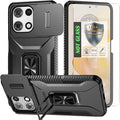 for Moto G 5G 2025 Case,with Sliding Camera Lens Cover,HD Screen Protector,360° Rotating Ring Kickstand,AYMECL Military-Grade Shockproof Protective Cover for Motorola Moto G 5G 2025,Black by AYMECL