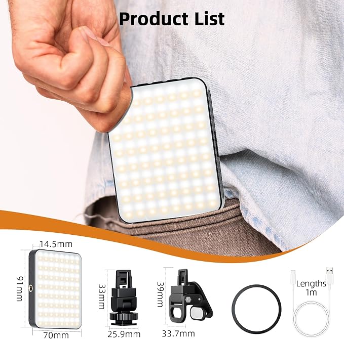 Magnetic Selfie Light for Cell Phone, gliship 128 Led Selfie Light Compatible with Magsafe Rechargeable Portable Clip Fill Light with 3 Lights Modes for Phone Camera Laptop Camera - Image 7