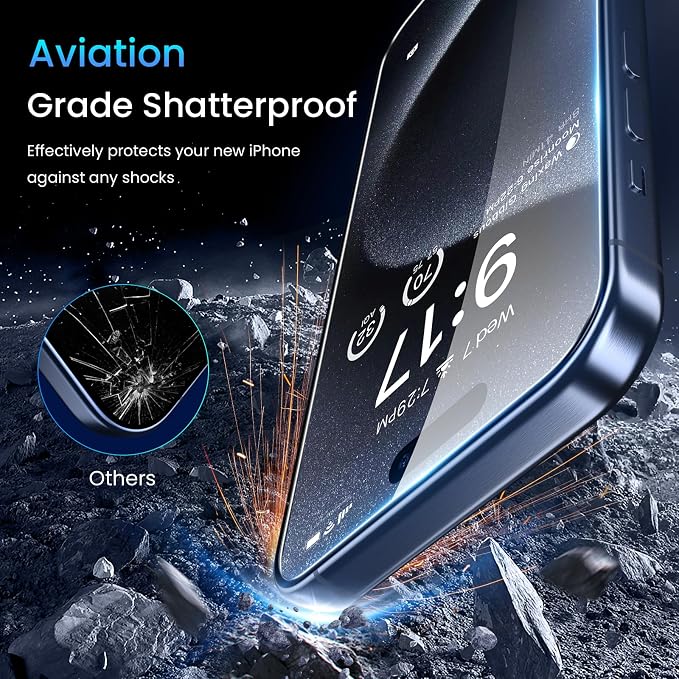 Fotbor [3+3 Pack for iPhone 15 Pro Max Screen Protector with Camera Lens Protector, Tempered Glass Shatterproof Easy Installation Frame, HD Clear Full Coverage iPhone 15 Pro Max Accessories 6.7 Inch - Image 3