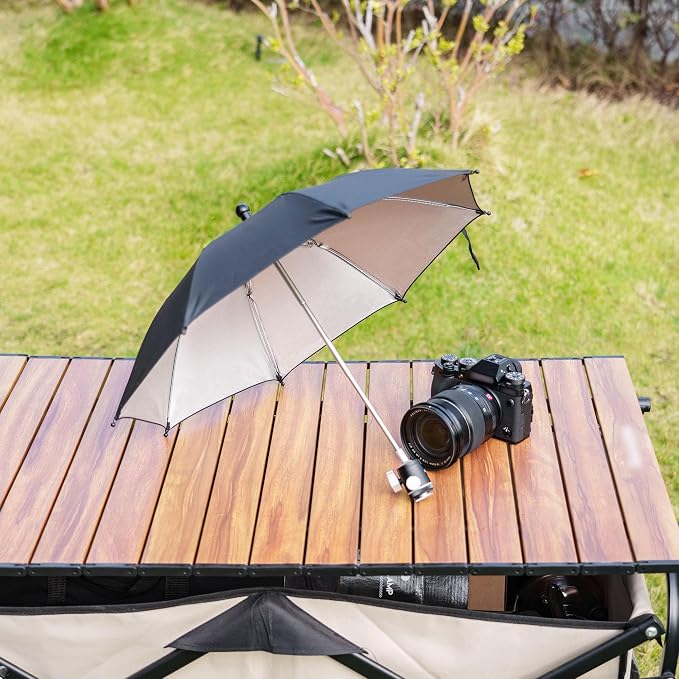 Upgrade Camera Hot Shoe Umbrella Sunshade with 3 Level Height Adjustable | with Extra Cold Shoe Mount,360°Adjustable,Rain Cover Protector Sunshade for Canon Sony Nikon Fuji DSLR & Mirrorless Cameras - Image 9
