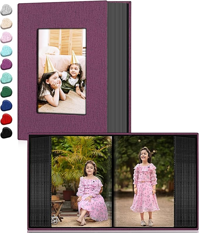 Ejblfe Photo Album 4x6,Linen Cover Slide-in Photo Album Book Can Holds 100 4x6 Photos with 50 Black Sheets for Family,Wedding,Baby and Holiday Pictures (Dark purple) by EJBLFEPremiumPhotoAlbums