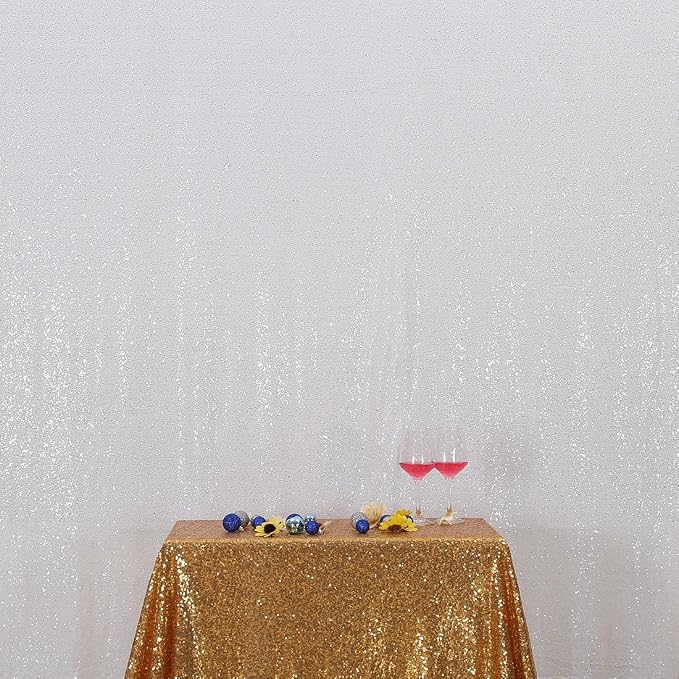 Poise3EHome 8FT x 8FT White Sequin Photography Backdrop Curtain for Party Decoration, White - Image 7