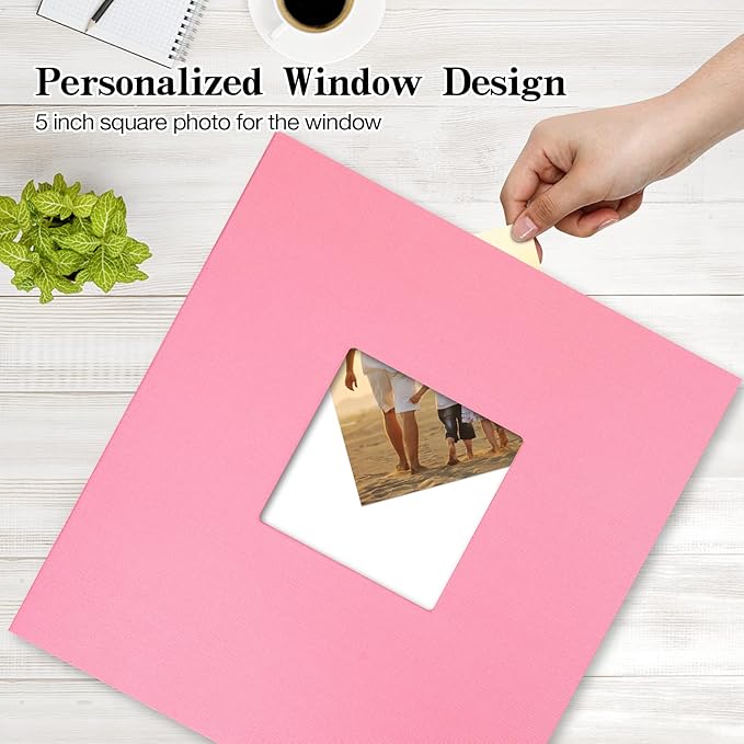 potricher Photo Album 4x6 Pictures, 600 Pockets, Linen Cover, Pink | Linen Cover, Front Window, Large Capacity 4x6 Picture Albums, Photo Book for Family, Wedding, Anniversary, Baby, Keepsake - Image 2