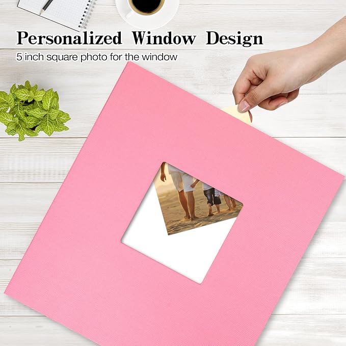 potricher Photo Album 4x6 Pictures, 1000 Pockets, Linen Cover, Pink | Linen Cover, Front Window, Large Capacity 4x6 Picture Albums, Photo Book for Family, Wedding, Anniversary, Baby, Keepsake - Image 2