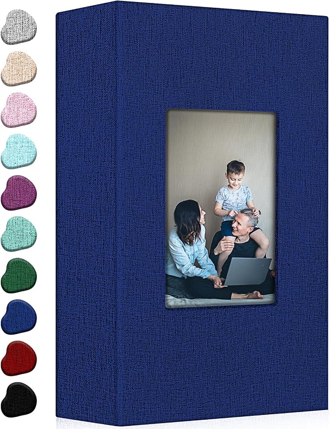 Ejblfe Photo Album 4x6,Linen Cover Slide-in Photo Album Book Can Holds 300 4x6 Photos with 50 Black Sheets for Family,Wedding,Baby and Holiday Pictures (Dark blue) by EJBLFEPremiumPhotoAlbums