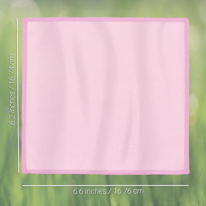 Eco-Fused Microfiber Cleaning Cloths Double-Sided - 5 Pack - 6.6 x 6.2 inch - Microfiber and Suede Cloth for Smartphones, LCD TV, Tablets, Laptop Screens, Camera Lenses (Pink) - Image 2