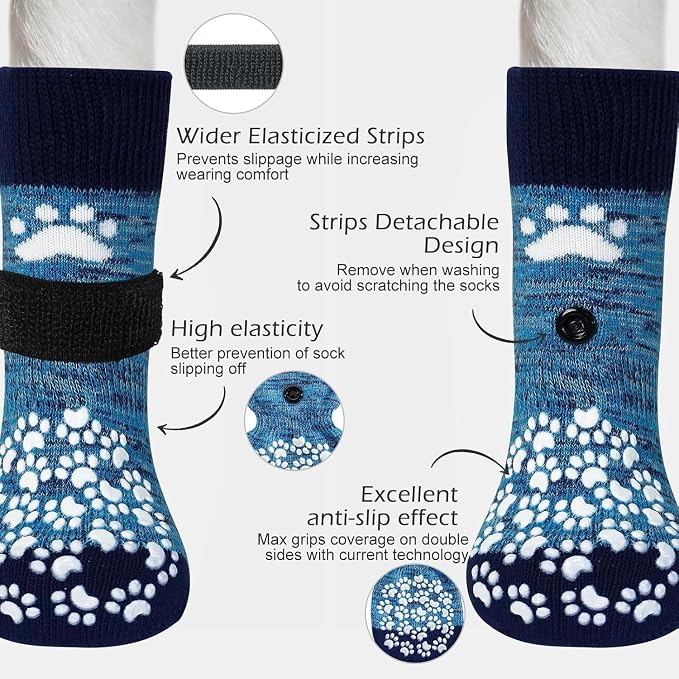 EXPAWLORER Anti Slip Dog Socks to Prevent Licking Paws, Dog Shoes for Hot Pavement, Dog Booties for Small Medium Large Senior Dogs, Traction Control Boots & Paw Protectors for Hardwood Floors - Image 2