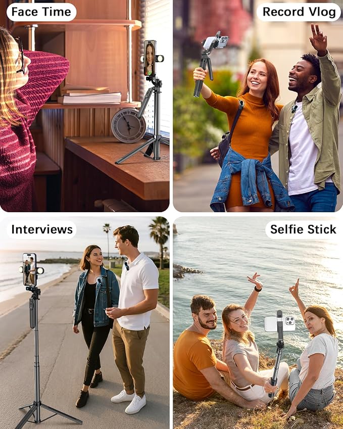 Yeaki Vlogging Kit for iPhone/Android, 71" Selfie Stick Tripod for iPhone with Light, Wireless Remote & Microphone, Adjustable Phone Tripod for TikTok/YouTube Starter Content Creator Essentials Kit - Image 8