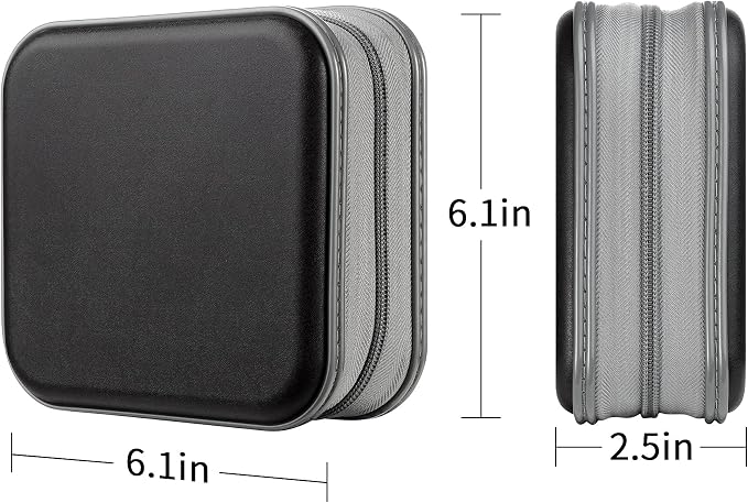 LIOVODE DVD Case, 48 Capacity Hard Plastic CD Case Holder for Car | DVD Storage, Hand Strap, Zipper Closure, Scratch-Resistant Sleeves, CD Storage for Music Blu-Ray Game Disc for Travel Office - Image 7
