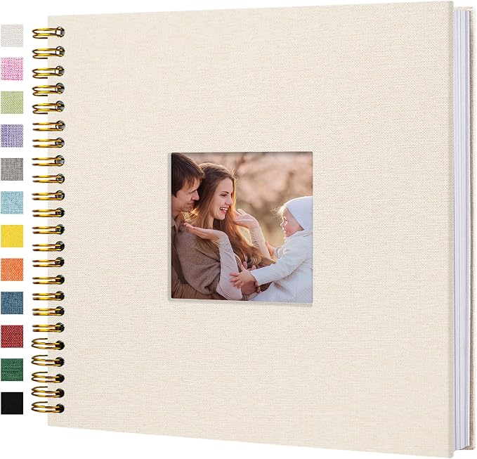 12"x12" Scrapbook Photo Album Linen Cover 40 Sheets 80 Pages White Paper | Beige Hardcover Kraft White Pages Memory Book, for Travel Wedding Guest Book Christmas Baby Shower Fits 4x6 & Instant Photos by Hiwhy