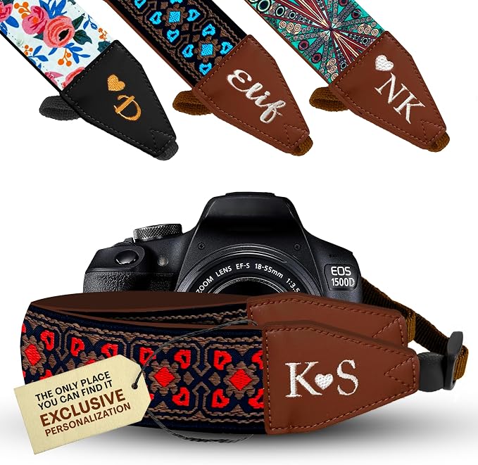 Art Tribute Custom Camera Strap Vintage Red - Add Your Text and We Make It Especially For You Get Your Own Personalized Gift Camera Strap, No Shipping Cost! by ArtTribute