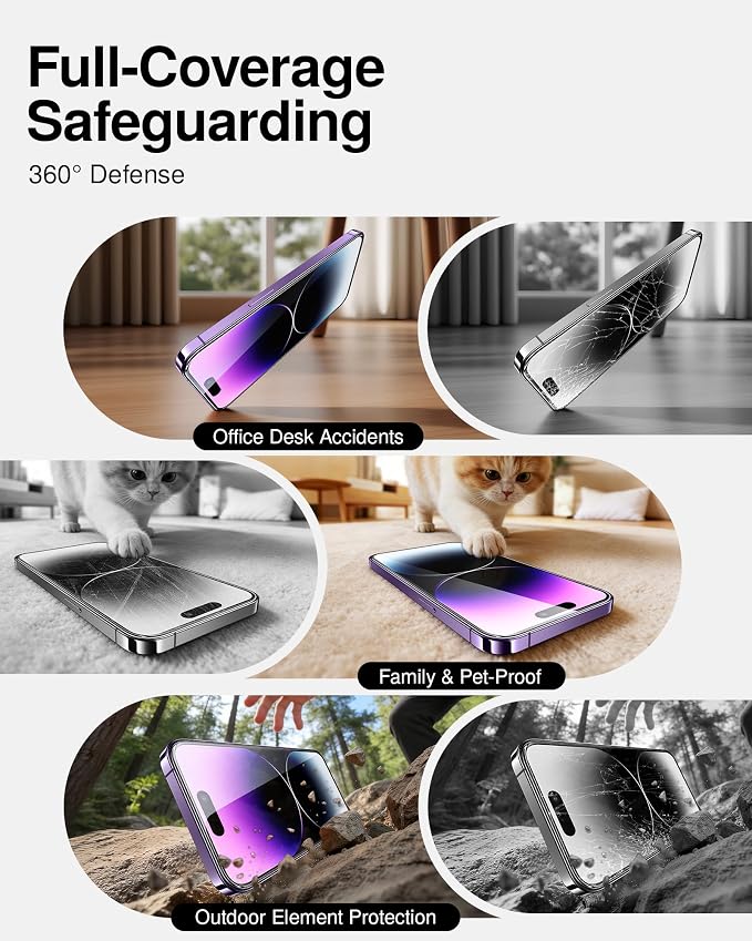 SMARTDEVIL 2 Pack Tempered Glass for iPhone 14 Pro Screen Protector | Military-Grade Shatterproof Protection, Crystal Clear, 9H Hardness, Fast & Easy Installation, Scratch Proof, Case Friendly - Image 3