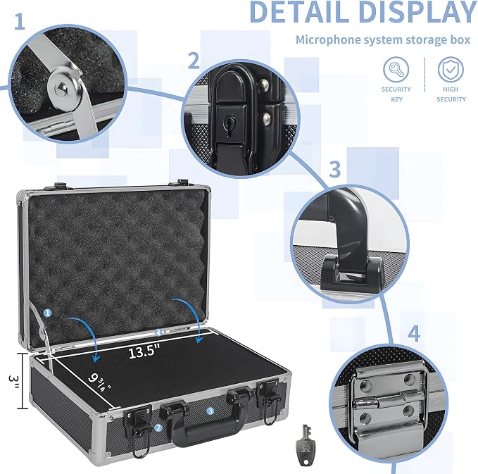 14 Inch Hard Shell Carrying Case | Ideal for Wireless Mic System Storage & Camera Gear Transportation with Customizable Pre-Diced DIY Foam - Image 4