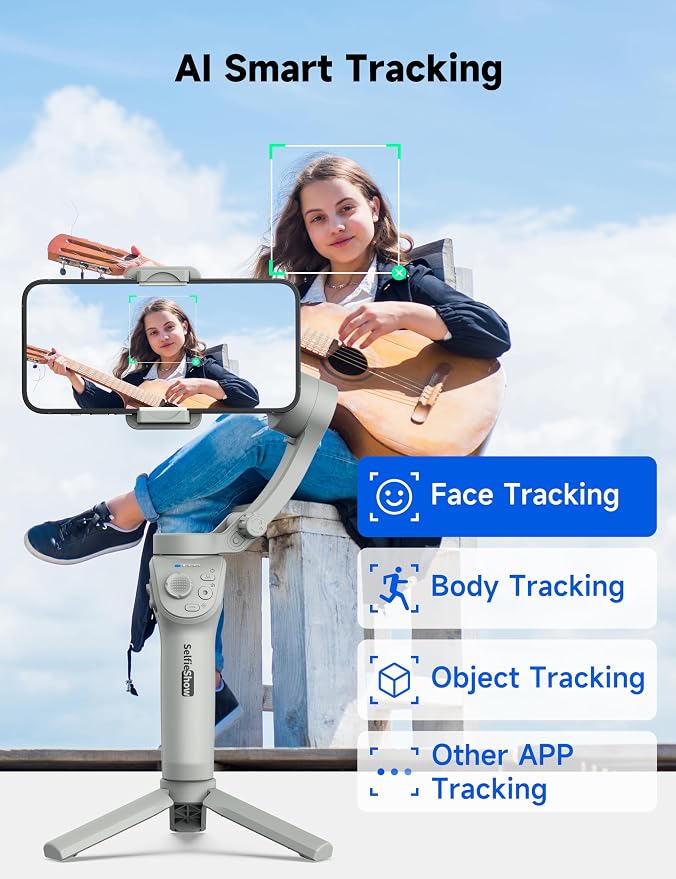 Gimbal Stabilizer for Smartphones, 3-Axis Phone Gimbal, Intelligent Gimbals with Face/Object Tracking, Portable and Foldable, Vlogging Stabilizer for Android and iPhone 15 14 13 12, YouTube TikTok - Image 3