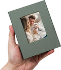 Small 4x6 Photo Album 100 Pockets Linen Cover Gray Green | Linen Cover, Front Window, Portable Mini Picture Book, Family Travel Wedding Memory Keepsake by Remowith