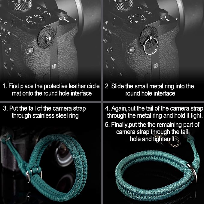 Paracord Camera Wrist Strap Lanyard-Quick Release for DSLR Mirrorless | Turquoise Adjustable wrist size,High-strength paracord material,lightweight 1.16oz,secure metal clasp,Fits Canon Nikon Sony - Image 5