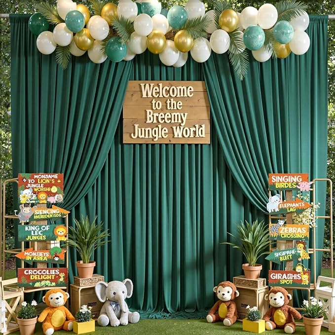 20x12 ft Forest Green Backdrop Curtains for Weddings, Birthdays and Photos | 4 Panels 5x12 ft, Wrinkle-Free Polyester Drapes, Washable, Ironable, 4 in Rod Pocket for Baby Showers Photography Background - Image 7