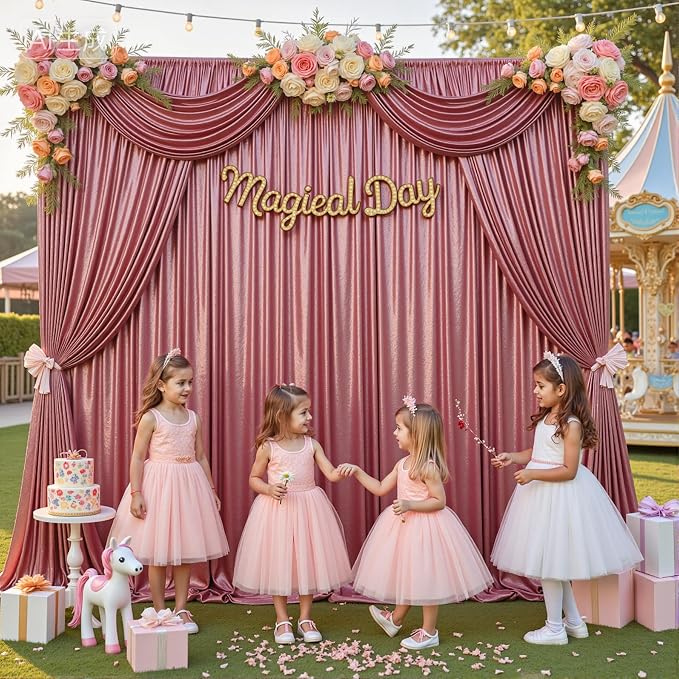 20x10ft Thick Rose Gold Glitter Backdrop Curtain Panels for Parties, Wrinkle Free Sequin Sparking Photo Backdrop Drapes, 4 Panels 5x10ft Shimmer Back Drop Cloth for Wedding Birthday Photography - Image 6