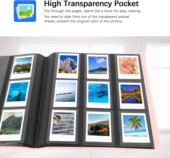 432 Pockets 2x3 Inch Photo Album for Polaroid & Instax Mini Pictures, Pink | Large Capacity, Acid-Free Black Pages, Durable Hard Cover, Elastic Band Closure for Secure Storage Everyday Instant Photos - Image 5