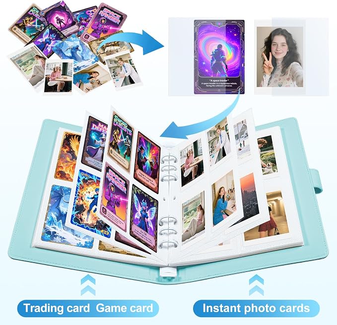 2x3 Photo Album, Clip-In PU Leather Cover A5 Photocard Binder, 200 Pockets, Compatible with Fujifilm Instax Mini & Polaroid Camera, Scrapbook for Instant Photos (Blue) - Image 2