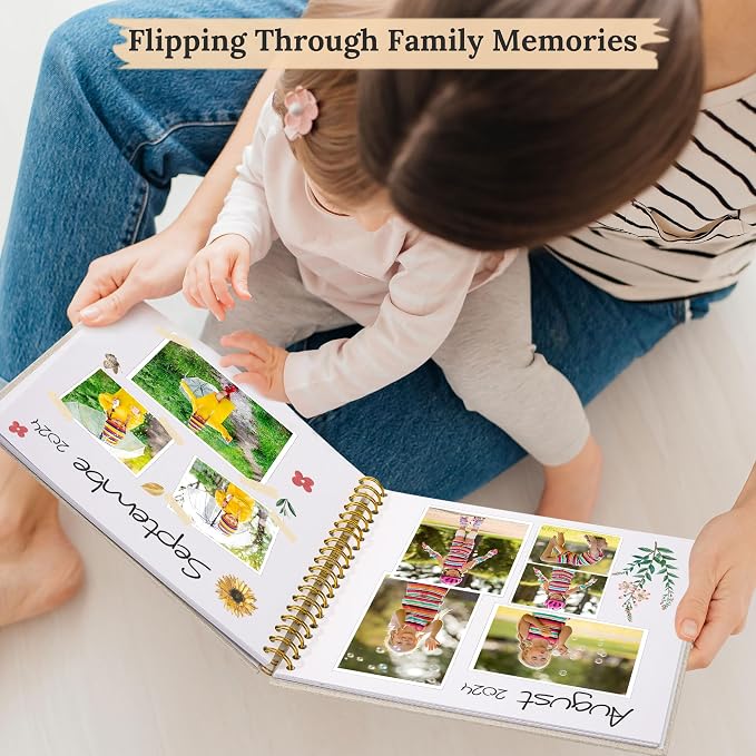 12"x12" Scrapbook Photo Album Linen Cover 40 Sheets 80 Pages White Paper | Yellow Hardcover Kraft White Pages Memory Book, for Travel Wedding Guest Book Christmas Baby Shower Fits 4x6 & Instant Photos - Image 5