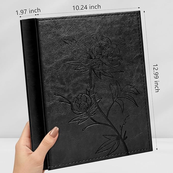 Vienrose 4x6 Photo Album Holds 200 Photos Vegan Leather Cover | Horizontal pockets, Black, Large capacity, Family Wedding Baby Travel, Anniversary - Image 2