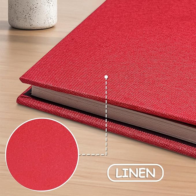 Large Photo Album Self Adhesive Scrapbook Album for 4×6 8×10 Pictures DIY Magnetic Linen Cover Album 60 Pages for Family Wedding Gifts with Metal Pen and Plastic Board - Image 4