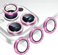 AGVEE 3+3 6 Pack for iPhone 14 Pro & Max Camera Lens Protector Cover | Individual Bling Diamond & Bling Glitter Sparkle Cute Gem Metal Ring, 9H Tempered HD Glass by AGVEE