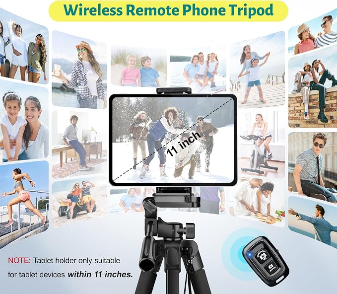 JOILCAN Phone Tripod, 67" Camera Tripod Stand for iPhone iPad | Professional Aluminum Travel Tripods with Wireless Remote and Carry Bag for Cellphone Photo Video Recording Vlog - Image 4