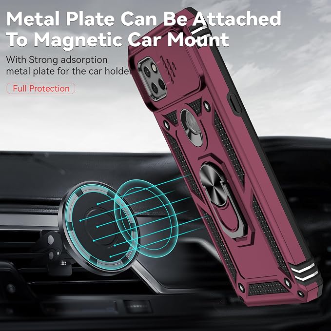 for Moto One 5G Ace Case Moto G 5G(2020) Case,with Nano Explosion-Proof Film[2 Pack], Military Grade Shockproof with Kickstand Protective Case for Motorola Moto One 5G Ace,Rose Red - Image 8