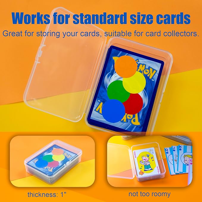 JINUPHION 8 Pcs Playing Card Case, Small Clear Box, Plastic Deck Box, Card Deck Holder, Game Card Storage Organizer (8 pcs Standard) (No Cards) - Image 3