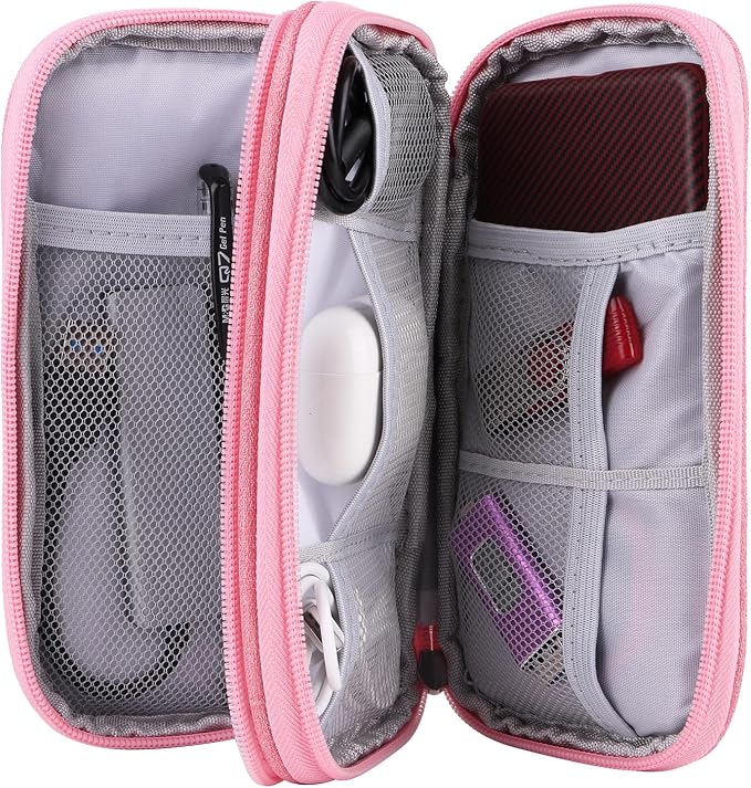 JIAKAI Travel Cable Organizer,Electronics Accessories Organizer Bag,for Charger, Phone, memory card,Travel Gadget Bag-Pink - Image 6