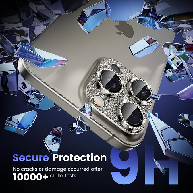 Tensea for iPhone 16 Pro Max/16 Pro/14 Pro Max/14 Pro Camera Lens Protector | Metal Bling Aluminum Alloy Tempered Glass Cover Camera Screen Protector Accessories, Case Friendly - Image 4