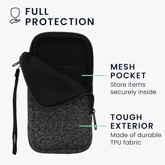 kwmobile Universal Phone Pouch Size XXL - 7" - Neoprene Smartphone Pouch with Zip - Water-Repellent Mobile Phone Case - Sleeve in Anthracite/White - Image 3