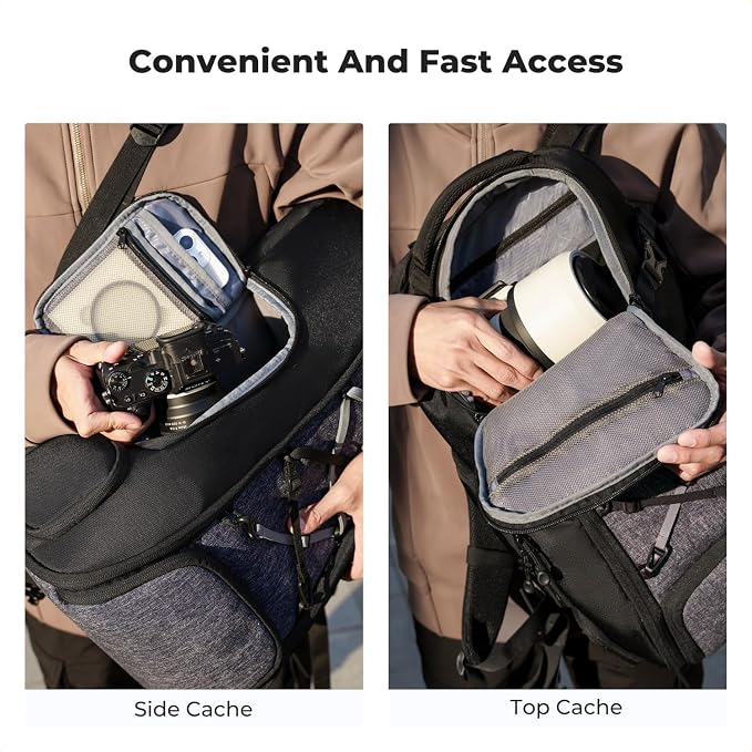 K&F CONCEPT Camera Backpack,30L Large Capacity Camera Bag for Photographers | Raincover, 16 Inch Laptop Compartment, Compatible for Canon/Nikon/Sony/DJI Mavic Drone, Travel, B12 - Image 4