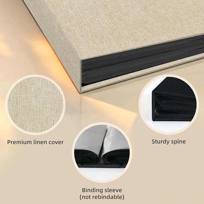 Popotop Photo Album 4x6 100 Pockets for Wedding Gifts,Linen Hardcover Picture Albums for Family Anniversary Baby Vacation Pictures - Image 4