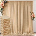 50 ft x 10 ft Wrinkle Free Champagne Backdrop Curtain for Parties, 10 Panels 10ft Polyester Champagne Photo Backdrop Drapes for Graduation Birthday Wedding Party Stage Curtains by Outpain